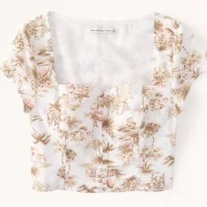 Abercrombie & Fitch Tropical Neutral Top Blouse Size XL